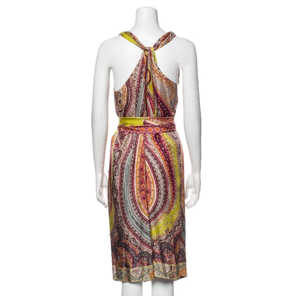 Etro 100% silk paisley print tie dress IT42 US6 - Picture 5 of 7
